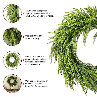 Glitzhome 28"D Christmas Greenery PE Dripping Wreath
