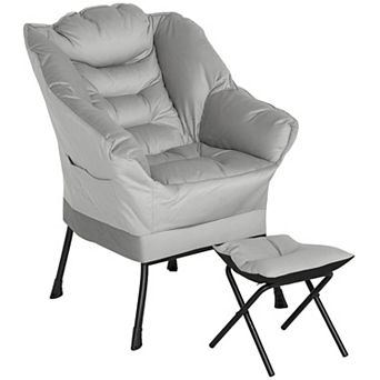 HOMCOM Lazy Chair and Ottoman with Side Pockets, Accent Chair