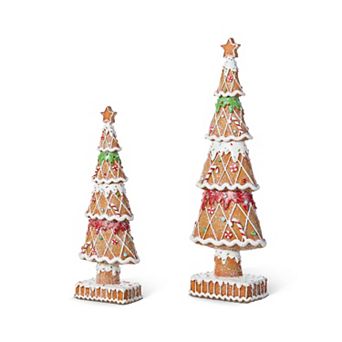 Glitzhome Set of 2 Resin Christmas Tree Table Decor