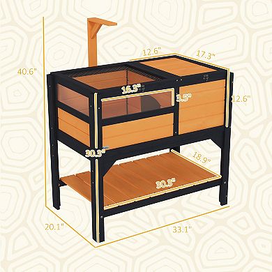 PawHut Tortoise Habitat Enclosure for Indoor W/ Shelf, Tray