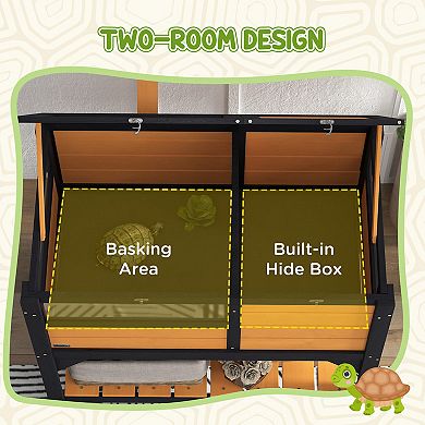 PawHut Tortoise Habitat Enclosure for Indoor W/ Shelf, Tray