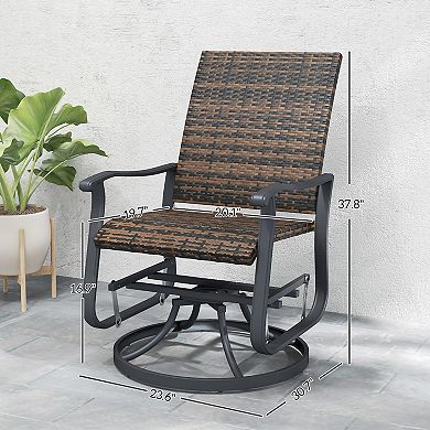 Outsunny Outdoor Glider Chair Set of 2, Wicker Swivel Patio Glider