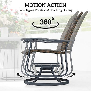 Outsunny Outdoor Glider Chair Set of 2, Wicker Swivel Patio Glider