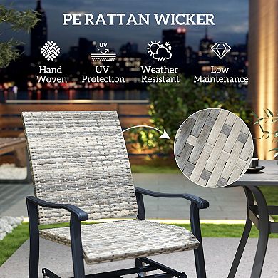 Outsunny Outdoor Glider Chair Set of 2, Wicker Swivel Patio Glider