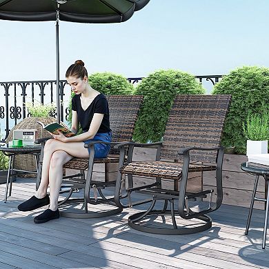 Outsunny Outdoor Glider Chair Set of 2, Wicker Swivel Patio Glider
