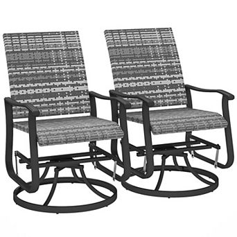 Outsunny Outdoor Glider Chair Set of 2, Wicker Swivel Patio Glider