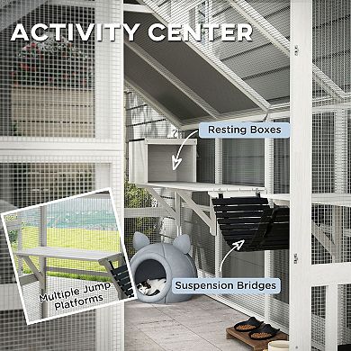 PawHut Large Catio Outdoor Cat Enclosure with Waterproof Cover