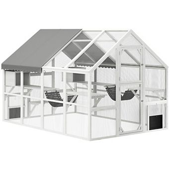 PawHut Large Catio Outdoor Cat Enclosure with Waterproof Cover