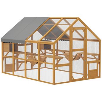 PawHut Large Catio Outdoor Cat Enclosure with Waterproof Cover