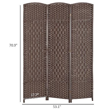 HOMCOM 3 Panel Room Divider Hand-Woven Freestanding Partition