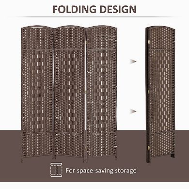 HOMCOM 3 Panel Room Divider Hand-Woven Freestanding Partition