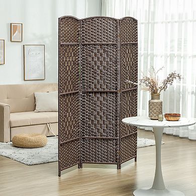 HOMCOM 3 Panel Room Divider Hand-Woven Freestanding Partition