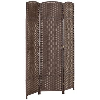 HOMCOM 3 Panel Room Divider Hand-Woven Freestanding Partition