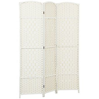 HOMCOM 3 Panel Room Divider Hand-Woven Freestanding Partition