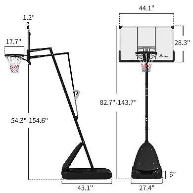 Soozier Portable Basketball Hoop, 5-10ft Height Adjustable Basketball Goal