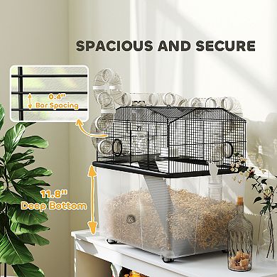 PawHut 2 Tier Hamster Cage with 12inch Deep Tray, 23" x 17" x 22"