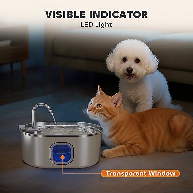 PawHut Stainless Steel Cat Water Fountain, 246 oz. / 7L Pet Water Fountain