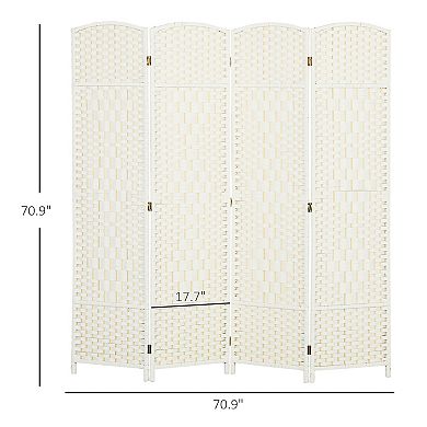 HOMCOM 4 Panel Room Divider Hand-Woven Freestanding Partition