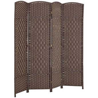 HOMCOM 4 Panel Room Divider Hand-Woven Freestanding Partition