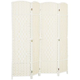 HOMCOM 4 Panel Room Divider Hand-Woven Freestanding Partition