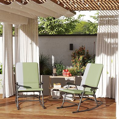 Outsunny Outdoor Rocking Chairs Set of 2, Folding Outdoor Rocker Set