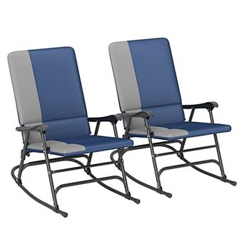 Outsunny Outdoor Rocking Chairs Set of 2, Folding Outdoor Rocker Set