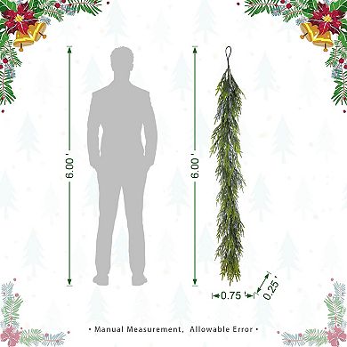 Glitzhome Set of 2 Christmas Garlands, 6ft Greenery PE Dripping Garlands
