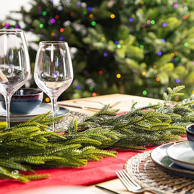 Glitzhome Set of 2 Christmas Garlands, 6ft Greenery PE Dripping Garlands