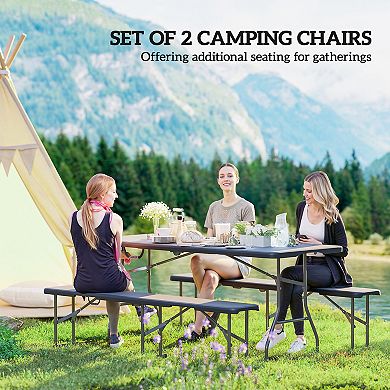 Outsunny 2 Pack 6 ft. Plastic Folding Benches