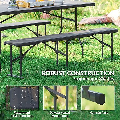 Outsunny 2 Pack 6 ft. Plastic Folding Benches