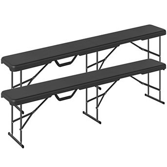 Outsunny 2 Pack 6 ft. Plastic Folding Benches