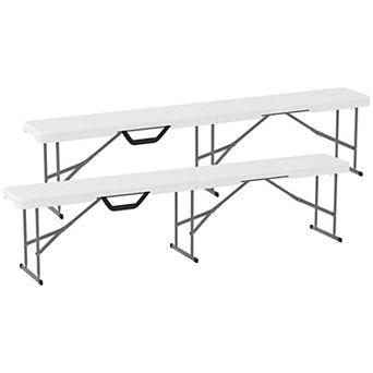 Outsunny 2 Pack 6 ft. Plastic Folding Benches