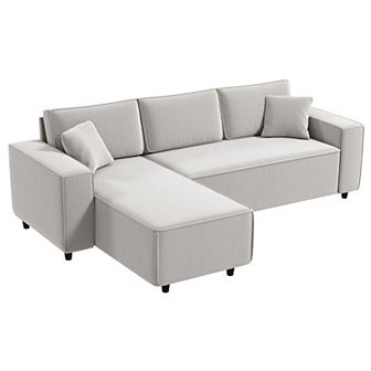 HOMCOM Chaise Sectional Sofa, Corduroy Fabric Corner Couch