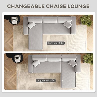 HOMCOM Chaise Sectional Sofa, Corduroy Fabric Corner Couch