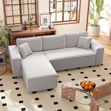 HOMCOM Chaise Sectional Sofa, Corduroy Fabric Corner Couch