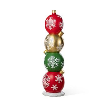 Glitzhome 34.75"H Christmas Front Porch Decor, Resin Stacked Ornaments Xmas Porch Sign