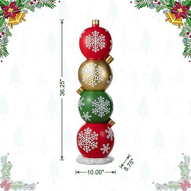 Glitzhome 34.75"H Christmas Front Porch Decor, Resin Stacked Ornaments Xmas Porch Sign