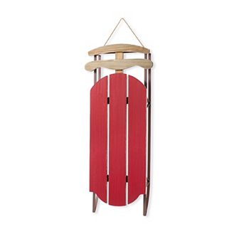 Glitzhome 34 "H Rustic Santa Sleigh Porch Sign, Xmas Winter Holiday Front Door Porch Decor