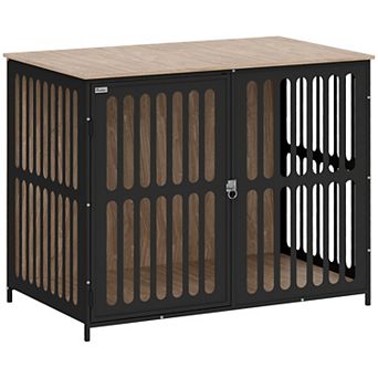 PawHut 39inch Dog Crate Furniture with Anti-Chew Resistant Mesh for Large Dogs