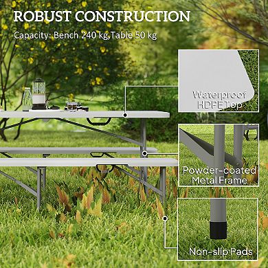 Outsunny 6FT 3-Piece Portable Picnic Table Bench Set