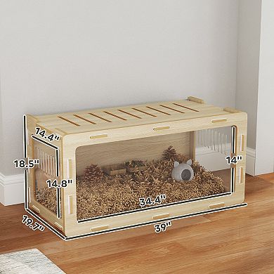 PawHut 39 in Hamster Cage w/ Easy View Acrylic Panels, Openable Roof