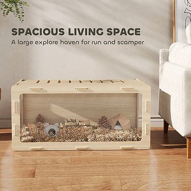 PawHut 39 in Hamster Cage w/ Easy View Acrylic Panels, Openable Roof