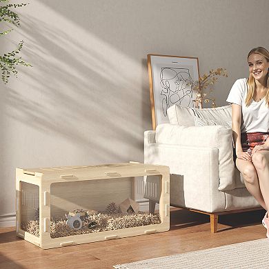 PawHut 39 in Hamster Cage w/ Easy View Acrylic Panels, Openable Roof
