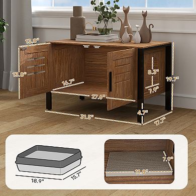 PawHut Cat Litter Box Enclosure with Tall Legs, Hidden Litter Box Furniture