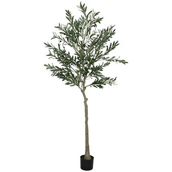 HOMCOM 6ft Artificial Olive Tree with Silk Leaves, Fruits, Fake Plant