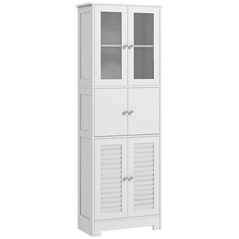 HOMCOM 67inch Tall Bathroom Storage Cabinet Towel Cabinet with Louvred Doors
