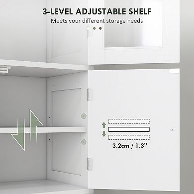 HOMCOM 67inch Tall Bathroom Storage Cabinet Towel Cabinet with Louvred Doors