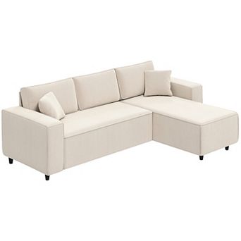 HOMCOM Chaise Sectional Sofa, Corduroy Fabric Corner Couch