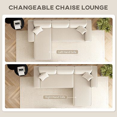 HOMCOM Chaise Sectional Sofa, Corduroy Fabric Corner Couch