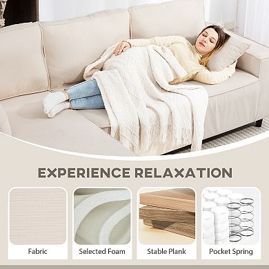 HOMCOM Chaise Sectional Sofa, Corduroy Fabric Corner Couch